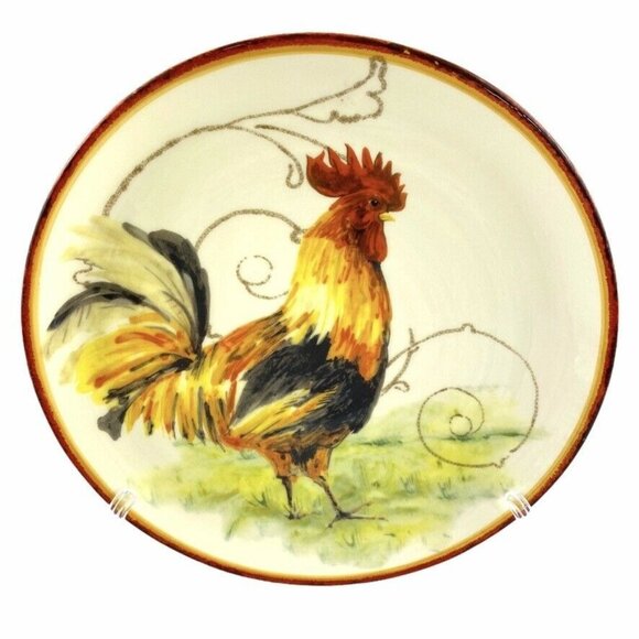 Sur La Table Decorative Salad Plate Rooster Motif Italy Farmhouse Country 8 3/4" - Picture 1 of 6